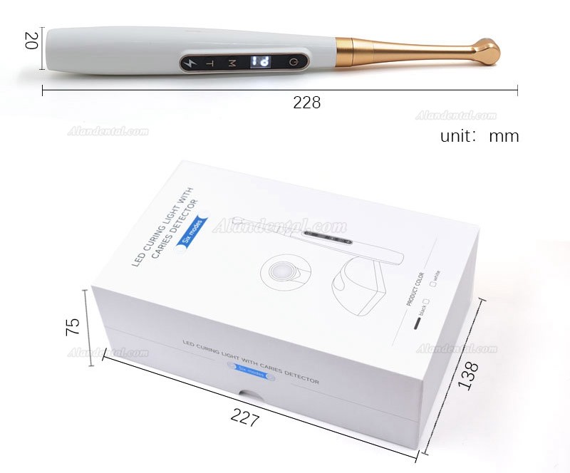 Dental LED Curing Light 6 Modes 1800MW/CM2 with Caries Detector